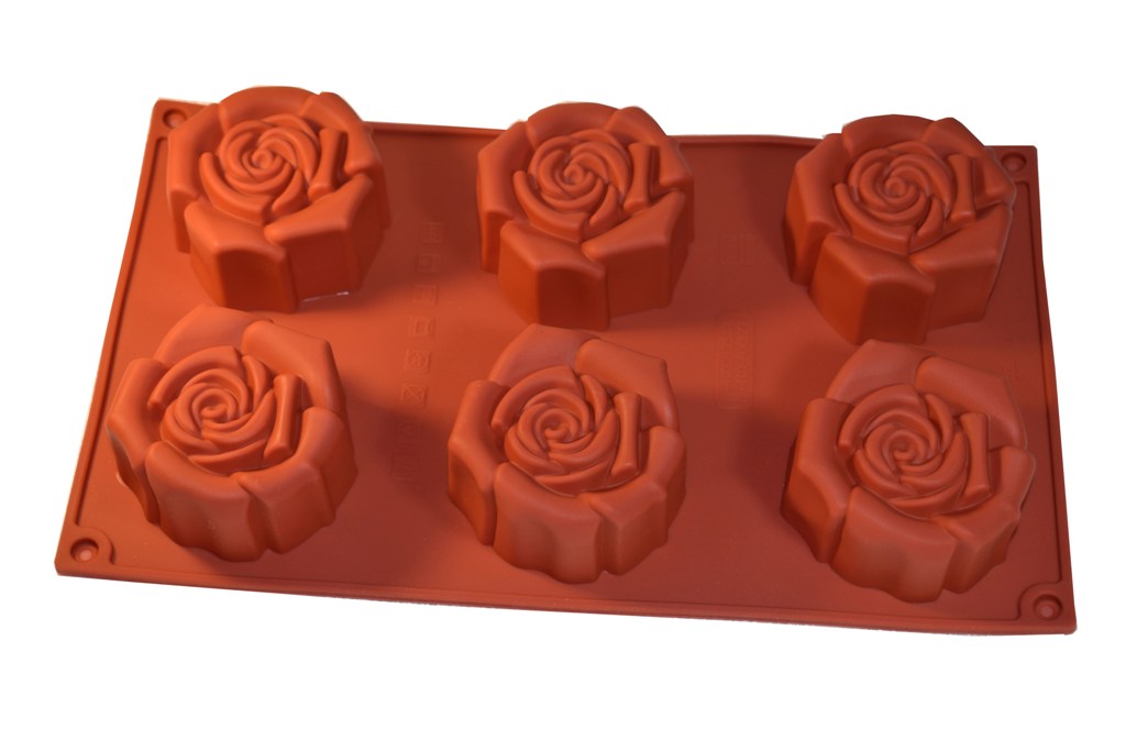 Forma silicon 6 trandafiri mari caramizie